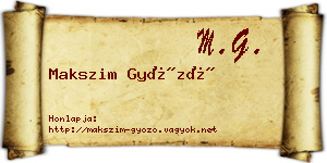 Makszim Győző névjegykártya